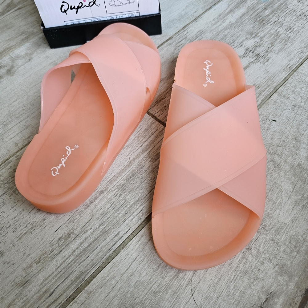 NWT Qupid | Frosted Peach Slides - Picture 4 of 7